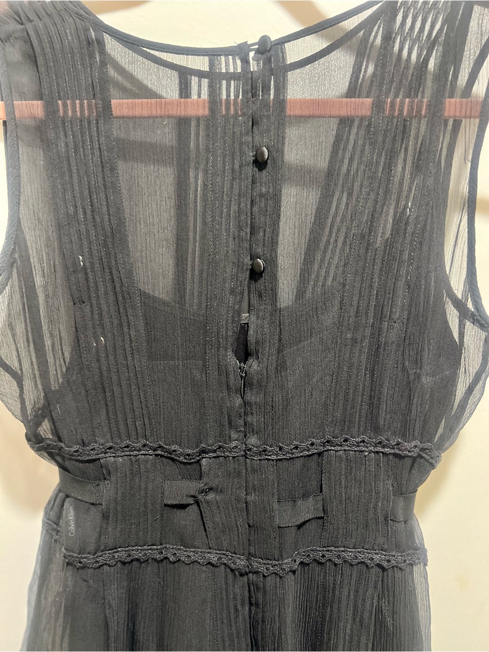 Calvin Klein Black Sheer Silk Dress